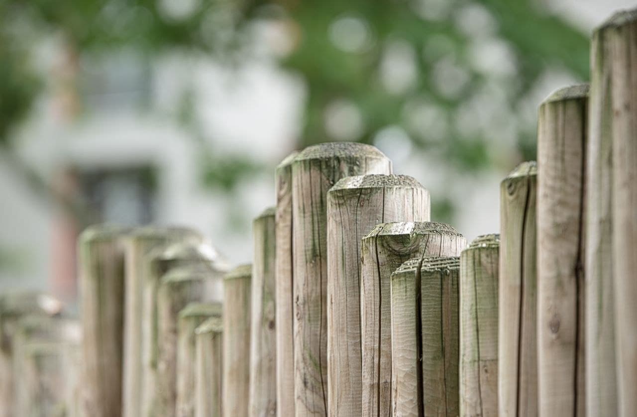 Holzpfosten eines Gartenzauns
